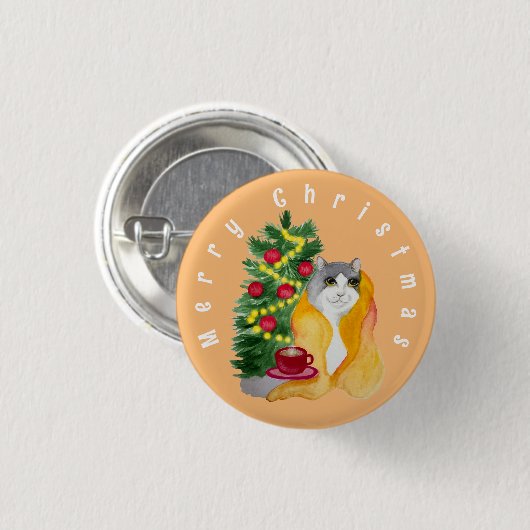 Niedliche Katze unter einer gemütlichen Decke mit  Button (Vorne & Hinten)