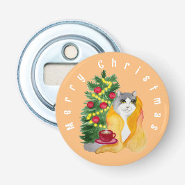 Niedliche Katze unter einer gemütlichen Decke mit  Flaschenöffner