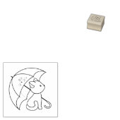 Niedliche Katze unter Schirm 2 Gummistempel (Stempel)