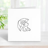 Niedliche Katze unter Schirm 2 Gummistempel