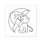 Niedliche Katze unter Schirm Selbstfärbende Briefm Permastempel (Design)