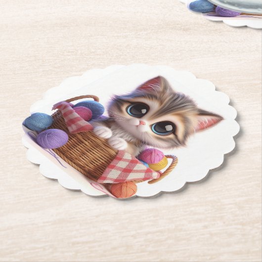 Niedliche Katze Untersetzer (angewinkelt)