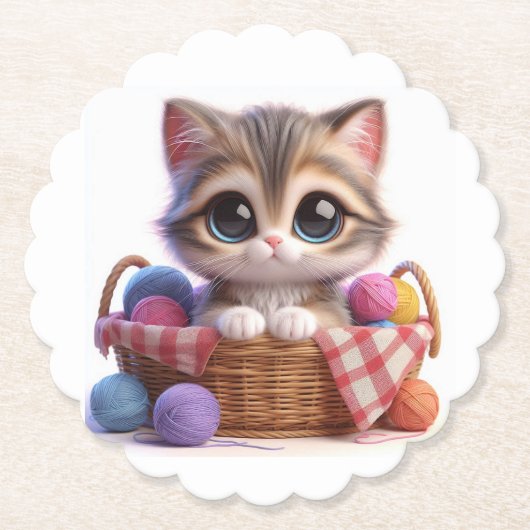 Niedliche Katze Untersetzer (Vorderseite)