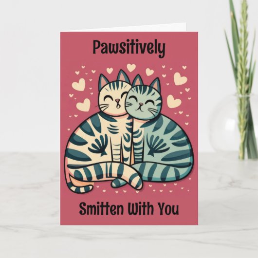Niedliche Katze Valentine Karte (Vorderseite)