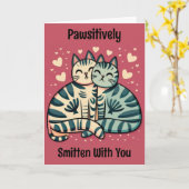 Niedliche Katze Valentine Karte (Gelbe Blume)