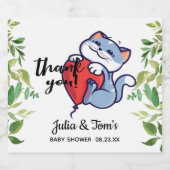 Niedliche Katze Vielen Dank Baby Dusche Gold Schaumweinetikett (Einzelnes Label)