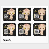 Niedliche Katze Vielen Dank für den Tiercode QR Quadratischer Aufkleber (Blatt)
