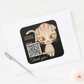 Niedliche Katze Vielen Dank für den Tiercode QR Quadratischer Aufkleber (Umschlag)