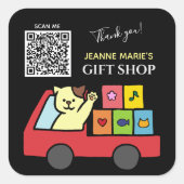 Niedliche Katze Vielen Dank QR Code Quadratischer Aufkleber (Vorderseite)