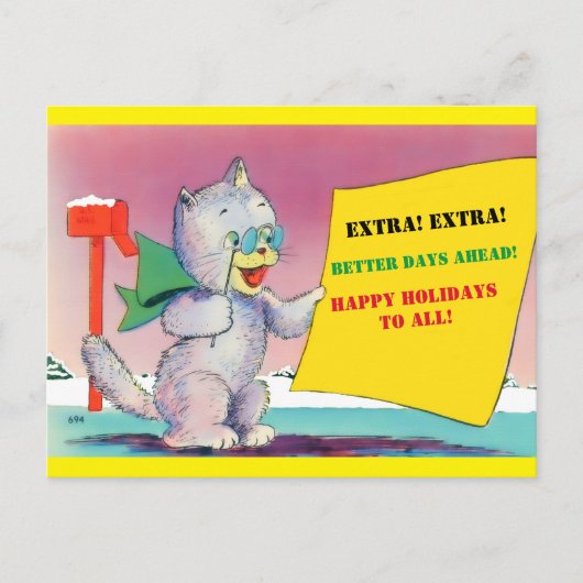 Niedliche Katze Vintag (veränderte Kunst) Cartoon Postkarte (Vorderseite)