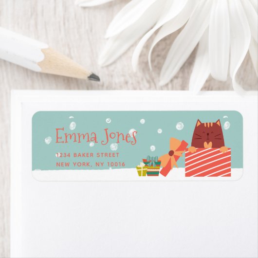 Niedliche Katze w Christmas Prestige Aqua Grün Wei (Insitu)