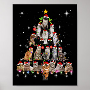 Niedliche Katze Weihnachten Dog Tree Funny Cat T-S Poster
