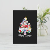 Niedliche Katze Weihnachtsbaum frohe Weihnachtskat Einladung (Stehend Vorderseite)