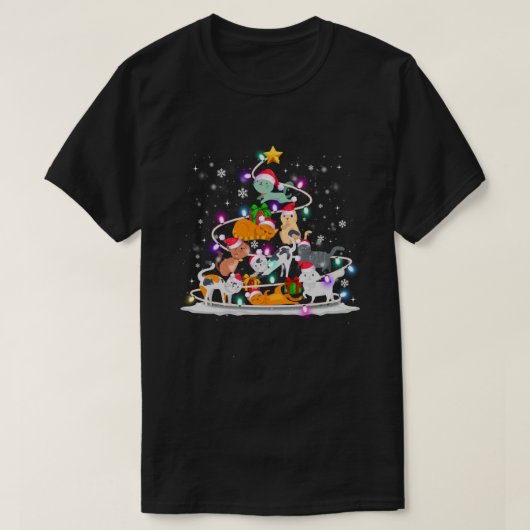 Niedliche Katze Weihnachtsbaum Katze Lover Kittens T-Shirt (Design vorne)