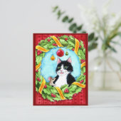 Niedliche Katze, Weihnachtsmaus Postkarte (Stehend Vorderseite)