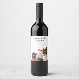 Niedliche Katze Weinetikett