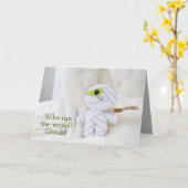 Niedliche Katze Wer führt die Welt? Ghouls! Hallow Karte (Gelbe Blume)