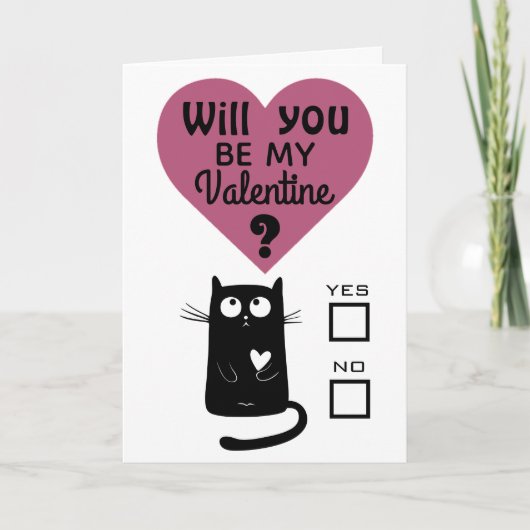 Niedliche Katze Werden Sie mein Valentine sein? Karte (Vorderseite)