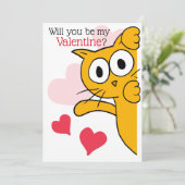 Niedliche Katze wirst du meine Valentine-Wohnung b Karte (Stehend Vorderseite)