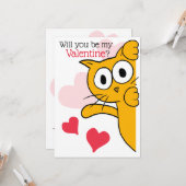 Niedliche Katze wirst du meine Valentine-Wohnung b Karte (Vorderseite/Rückseite Beispiel)