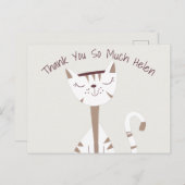 Niedliche Katze Zeichn Name Danke Postkarte (Vorne/Hinten)