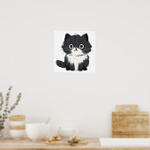 Niedliche Katze zeichne klein Poster (Küche)