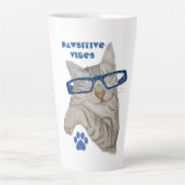 Niedliche Katze Zeichnend Pawsitive Vibes Positive Milchtasse (Vorderseite)