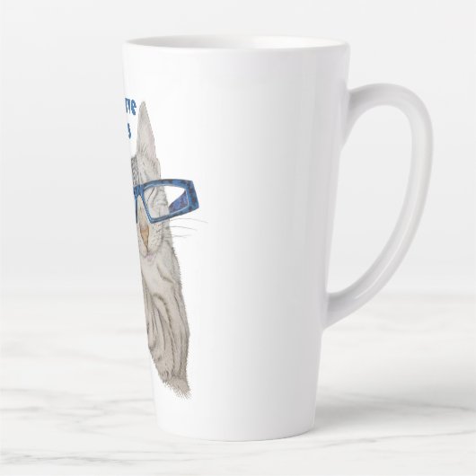 Niedliche Katze Zeichnend Pawsitive Vibes Positive Milchtasse (Rechts)