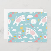 Niedliche Katze Zeichnend Postkarte (Vorne/Hinten)