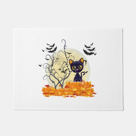 Niedliche Katze zu Halloween Gewartet Fußmatte (Vorderseite)