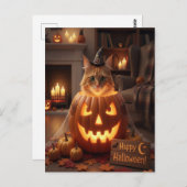 Niedliche Katze zu KürbisHalloween für Katzenliebh Postkarte (Vorne/Hinten)