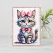 Niedliche Katze zum Geburtstag Einladung (Stehend Vorderseite)