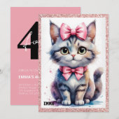 Niedliche Katze zum Geburtstag Einladung (Vorne/Hinten)