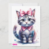 Niedliche Katze zum Geburtstag Einladung (Vorderseite)