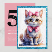 Niedliche Katze zum Geburtstag Einladung (Vorne/Hinten)