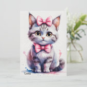 Niedliche Katze zum Geburtstag Einladung (Stehend Vorderseite)