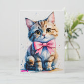 Niedliche Katze zum Geburtstag Einladung (Stehend Vorderseite)