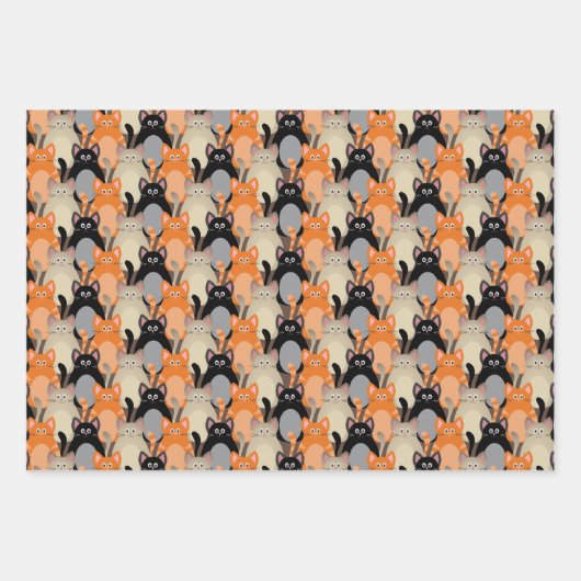 Niedliche Katzen Alle in einem rohen Polka Dot und Geschenkpapier Set (Vorderseite)