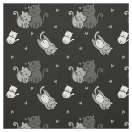 Niedliche Katzen auf Black Cheeky Witz® Cat Liebha Stoff