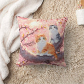 Niedliche Katzen auf einem Kirschblütenbaum Kissen (Decke)