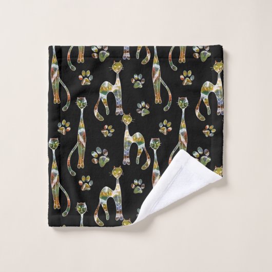 Niedliche Katzen Badhandtuch Set (Waschlappen)