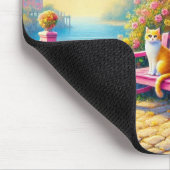 Niedliche Katzen Baumgarten Blume Meer Mousepad (Ecke)
