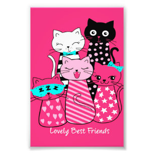 Niedliche Katzen Beste Freunde Geschenk Funny Kitt Fotodruck