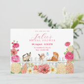 Niedliche Katzen Blume Einladung (Stehend Vorderseite)