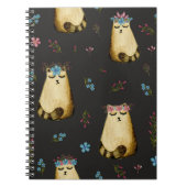 Niedliche Katzen Blume Wasserfarbmuster Notizblock (Vorderseite)