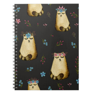 Niedliche Katzen Blume Wasserfarbmuster Notizblock
