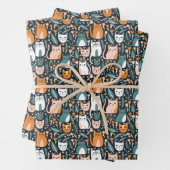 Niedliche Katzen Botanisches Blumenmuster Farbiges Geschenkpapier Set (Beispiel)