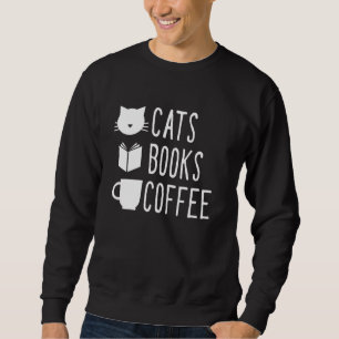 Niedliche Katzen Bücher Kaffee Funny Pet Zuhause Sweatshirt