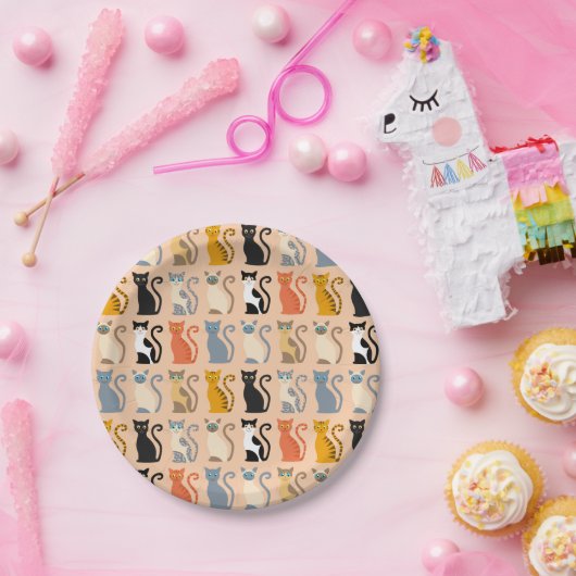 Niedliche Katzen bunt Pappteller (Party)