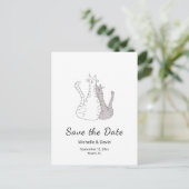 Niedliche Katzen, die eine einfache Hochzeit Gezei Ankündigungspostkarte (Stehend Vorderseite)